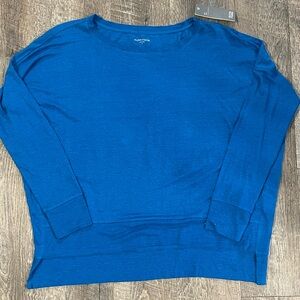 Eileen Fisher 100% Linen Top Womens Size Small Blue Slub Jersey Oversized